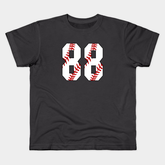 Baseball Number 88 #88 Baseball Shirt Jersey Favorite Player Biggest Fan Kids T-Shirt by TeeCreations